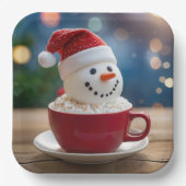Christmas Snowman In Hot Cocoa Pappteller (Vorderseite)