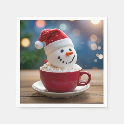 Christmas Snowman In Hot Cocoa Serviette (Vorderseite)