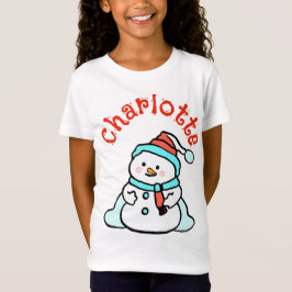 Christmas Snowman Individuelle Name Girls White T-Shirt