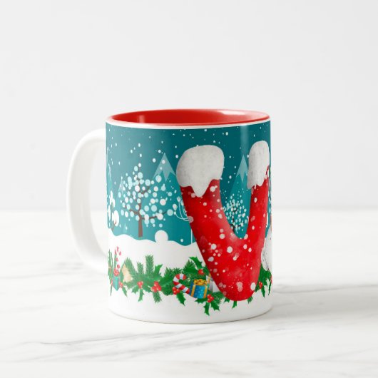 Christmas Snowman Initial Letter Monogram Tasse (Vorderseite Links)