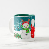 Christmas Snowman Initial Letter Monogram Tasse (Vorderseite Links)
