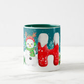 Christmas Snowman Initial Letter Monogram Tasse (Mittel)