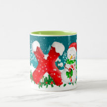 Christmas Snowman Initial Letter Monogram Tasse