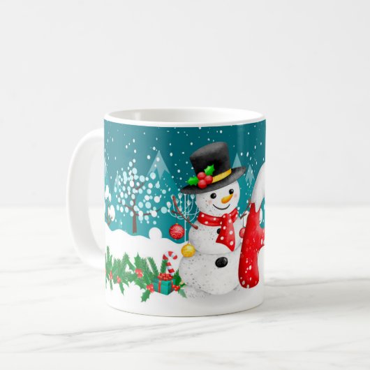 Christmas Snowman Initial Letter Tasse (Vorderseite Links)