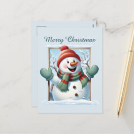Christmas snowman kids add text watercolor Holiday Feiertagspostkarte