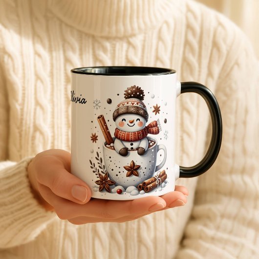 Christmas Snowman Mug, Hot Cocoa Festive Winter Ar Tasse