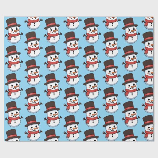Christmas Snowman Niedlich Cartoon Pattern Geschenkpapier (Flach)
