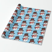 Christmas Snowman Niedlich Cartoon Pattern Geschenkpapier (Ungerollt)