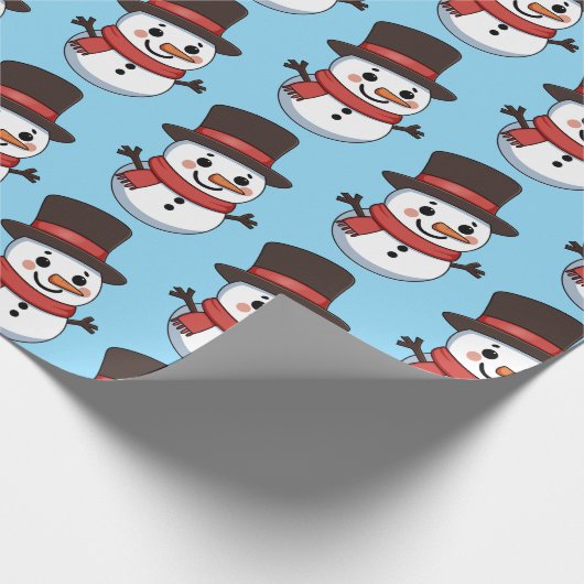 Christmas Snowman Niedlich Cartoon Pattern Geschenkpapier (Ecke)