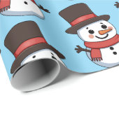 Christmas Snowman Niedlich Cartoon Pattern Geschenkpapier (Rolleneckpunkt)