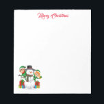 Christmas Snowman Notepad Notizblock<br><div class="desc">Notizblock in Weiß mit einem festlichen Weihnachtsschneemann,  Elfen und Geschenkkunst drucken. Passen Sie dieses Objekt an oder kaufen Sie,  wie es ist. Börsenbild freepik.com</div>