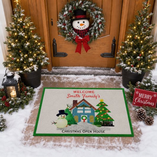 Christmas Snowman Open House Willkommen Fußmatte