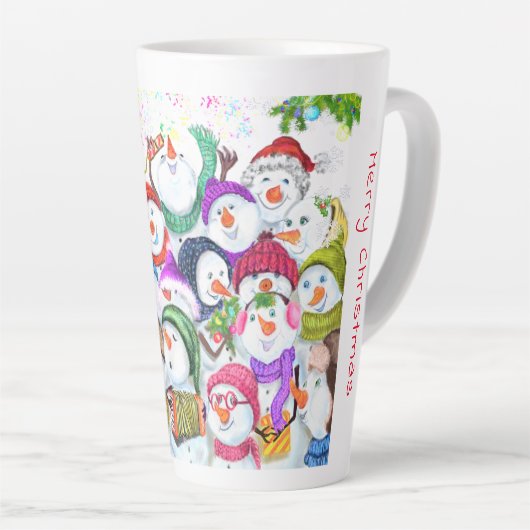 Christmas Snowman Party Latte Tasse (Rechte Ecke)