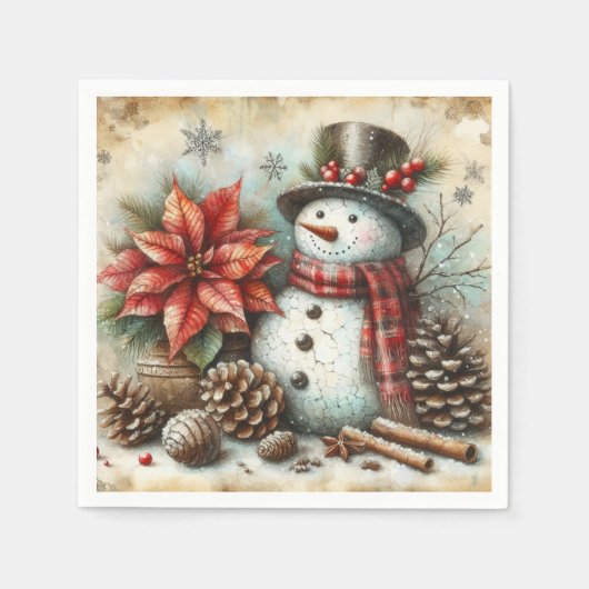 Christmas Snowman Party Napkins Serviette (Vorderseite)