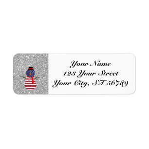 Christmas Snowman Patriotic USA Flaggen Glitzer
