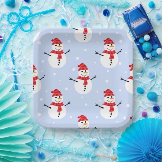 Christmas Snowman Pattern Pappteller (Party)