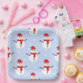 Christmas Snowman Pattern Pappteller (Party)