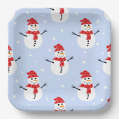 Christmas Snowman Pattern Pappteller (Vorderseite)