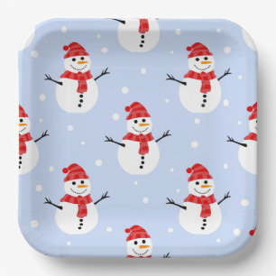 Christmas Snowman Pattern Pappteller