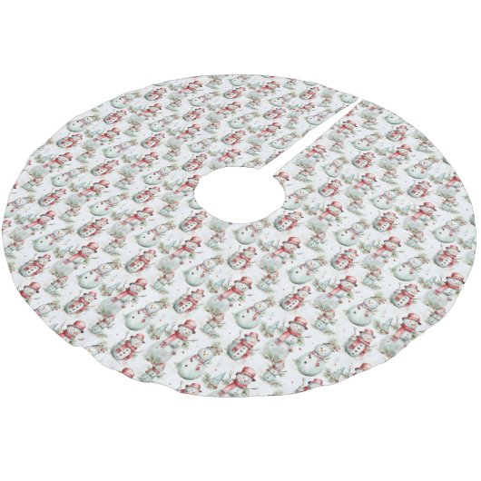 Christmas Snowman Pattern Polyester Weihnachtsbaumdecke (Schrägansicht)
