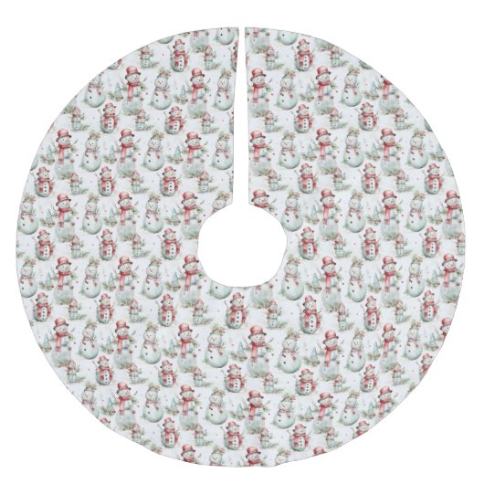 Christmas Snowman Pattern Polyester Weihnachtsbaumdecke (Vorderseite)