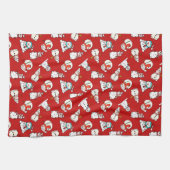Christmas Snowman Pattern Red Geschirrtuch (Horizontal)