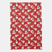 Christmas Snowman Pattern Red Geschirrtuch (Vertikal)