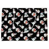 Christmas Snowman Pattern - Schwarz Große Geschenktüte (Vorderseite)
