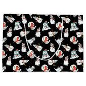 Christmas Snowman Pattern - Schwarz Große Geschenktüte (Rückseite)