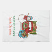 Christmas Snowman Personalisiert Family Geschirrtuch (Horizontal)