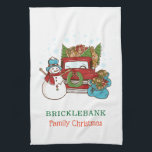 Christmas Snowman Personalisiert Family Geschirrtuch<br><div class="desc">Snowman Weihnachtsfeiertage Familiengeschenke</div>