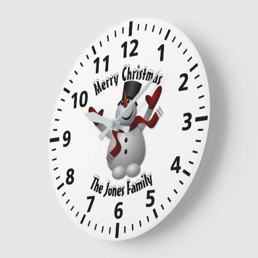 Christmas Snowman Personalisiert Große Wanduhr (Winkel)