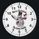 Christmas Snowman Personalisiert Große Wanduhr<br><div class="desc">Ein fantastischer Spaß Weihnachten Snowman Personalisierte Uhr. Füllen Sie einfach das Namensfeld aus.</div>