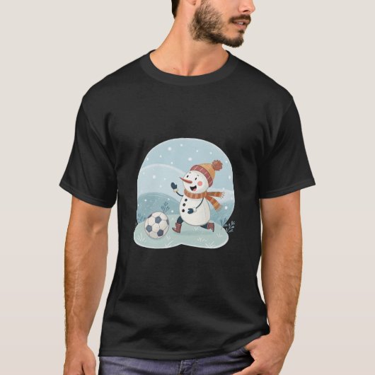 Christmas snowman playing soccer T-Shirt (Vorderseite)
