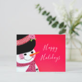 Christmas Snowman Postcard Postkarte (Stehend Vorderseite)