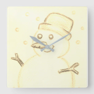 Christmas snowman quadratische wanduhr