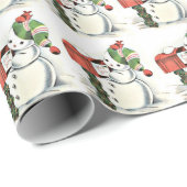 Christmas Snowman Red Mailbox Geschenkpapier (Rolleneckpunkt)