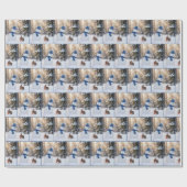 Christmas Snowman Scowling at a Rabbit Geschenkpapier (Flach)