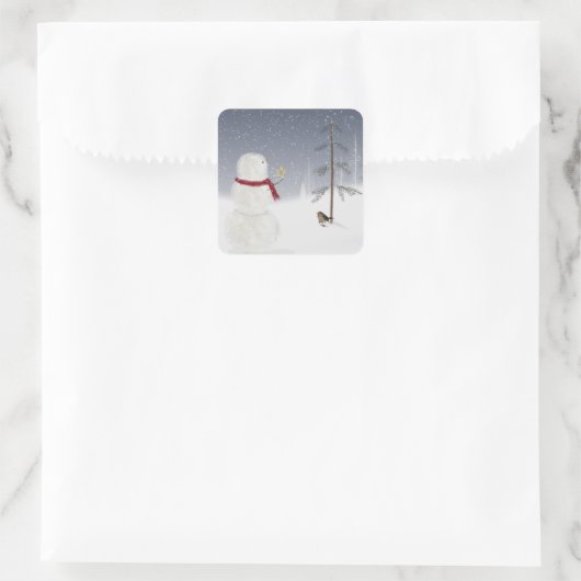 Christmas Snowman Star Quadratischer Aufkleber (Tasche)