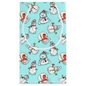 Christmas Snowman Turquoise Kleine Geschenktüte (Rückseite)