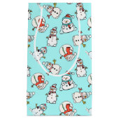 Christmas Snowman Turquoise Kleine Geschenktüte (Vorderseite)