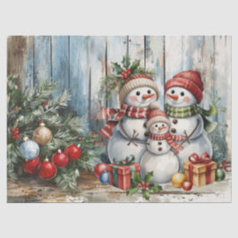 Christmas Snowman Vintage Watercolor Decoupage  Seidenpapier