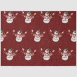 Christmas Snowman Watercolor Red Script Decoupage Seidenpapier<br><div class="desc">"Niedliches Weihnachtsschneemann Aquarell Red Script Decoupage Tissue ist ideal für Decoupage, Crafting und elegante Geschenke." Niedlicher und bezaubernder, klassischer Schneemann wurde in Aquarell gemalt. Er hat einen schwarzen Top-Hut, Fäustlinge und hält ein typografisches Banner, das "Frohe Weihnachten" sagt! Der tiefe, weihnachtliche rote Hintergrund kann geändert werden und hat eine bräunliche,...</div>
