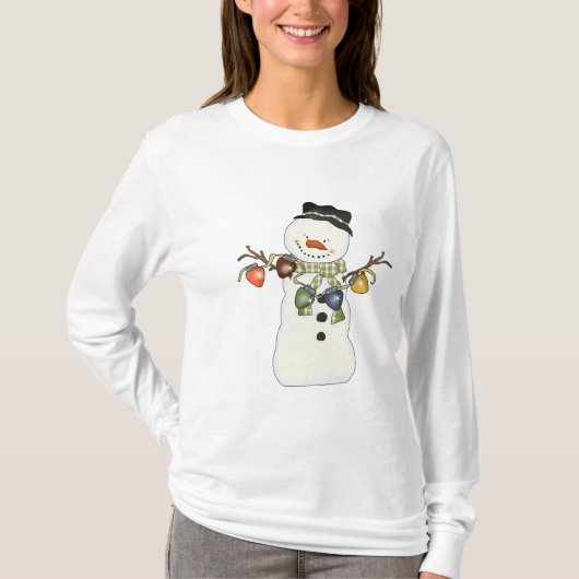 Christmas Snowman White Nano Long Sleeve T - Shirt (Vorderseite)
