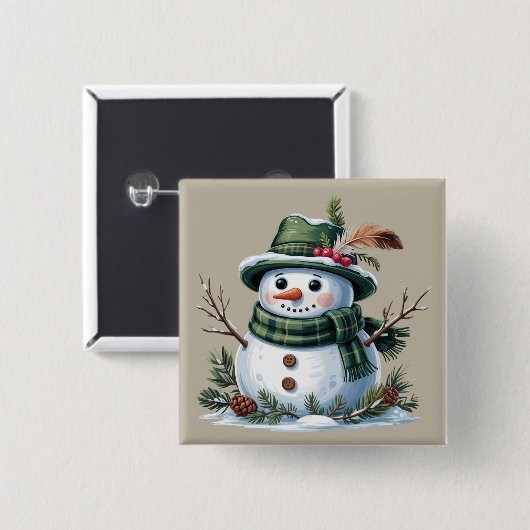 Christmas Snowman Winter Season Holiday Button (Vorne & Hinten)