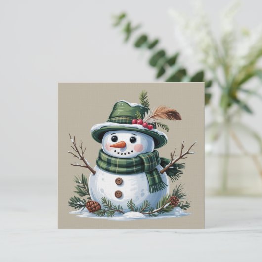 Christmas Snowman Winter Season Holiday Einladung (Stehend Vorderseite)