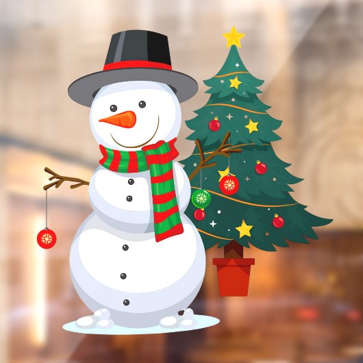 Christmas Snowman With Christmas Tree Shop Decor Fensteraufkleber (Blatt 2)