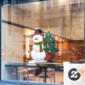 Christmas Snowman With Christmas Tree Shop Decor Fensteraufkleber (Café-Fenster)