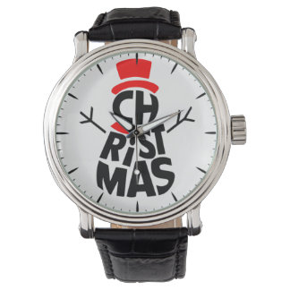 Christmas Snowman Word Art Armbanduhr