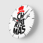 Christmas Snowman Word Art Runde Wanduhr (Winkel)